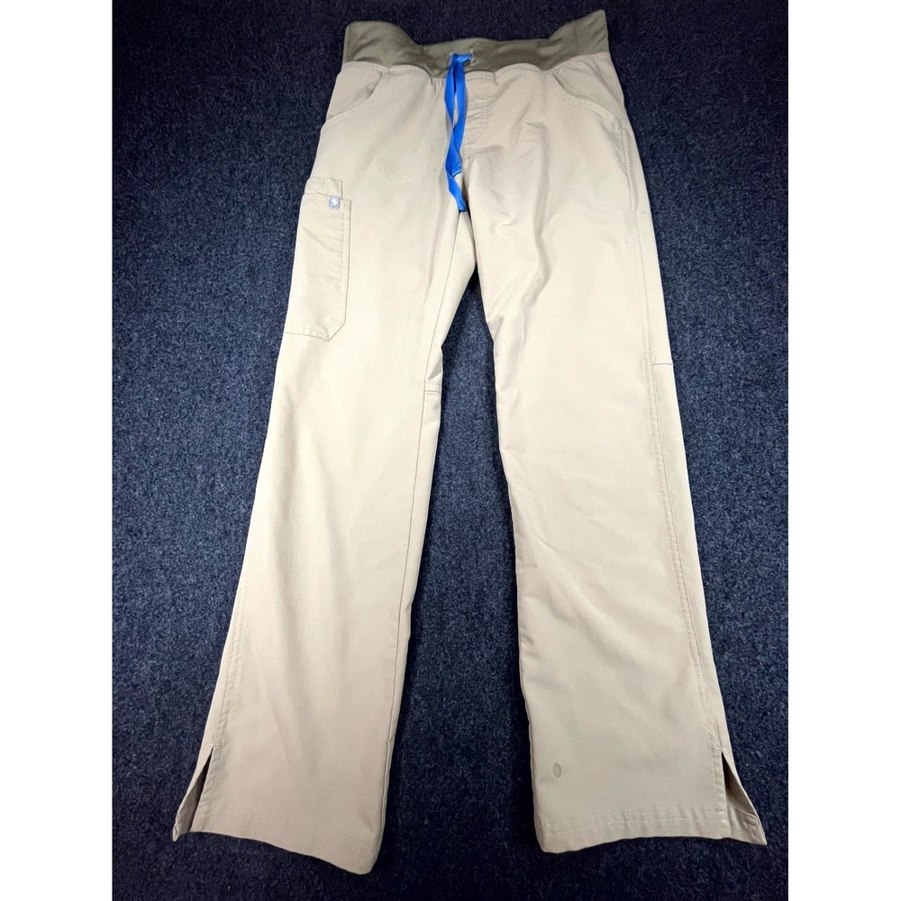 FIGS Technical Collection Cargo Scrub Pants Womens Small Khaki Side Slit Medical